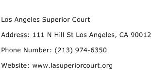 Los Angeles Superior Court Address Contact Number of Los Angeles