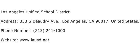 Los Angeles Unified School District Address Contact Number