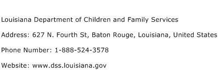 Louisiana Department of Children and Family Services Address Contact Number