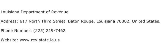Louisiana Department of Revenue Address Contact Number