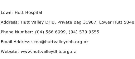 Lower Hutt Hospital Address Contact Number