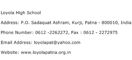 Loyola High School Address Contact Number