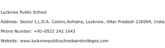 Lucknow Public School Address Contact Number