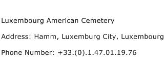 Luxembourg American Cemetery Address Contact Number