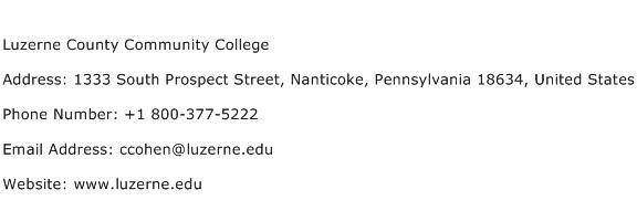 Luzerne County Community College Address Contact Number
