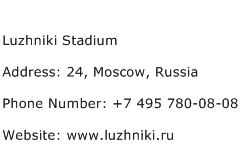 Luzhniki Stadium Address Contact Number
