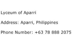 Lyceum of Aparri Address Contact Number