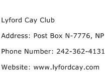 Lyford Cay Club Address Contact Number