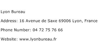 Lyon Bureau Address Contact Number