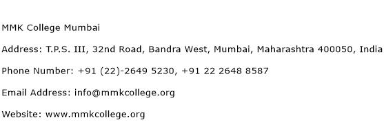MMK College Mumbai Address Contact Number