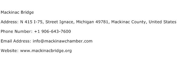 Mackinac Bridge Address Contact Number