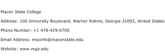 Macon State College Address Contact Number