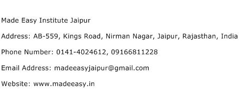 Made Easy Institute Jaipur Address Contact Number