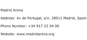 Madrid Arena Address Contact Number