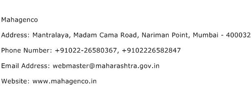 Mahagenco Address Contact Number