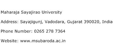 Maharaja Sayajirao University Address Contact Number