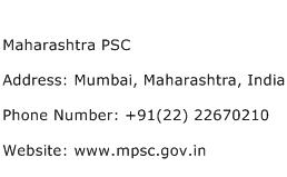 Maharashtra PSC Address Contact Number