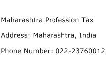 Maharashtra Profession Tax Address Contact Number