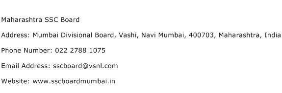 Maharashtra SSC Board Address Contact Number