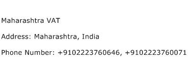 Maharashtra VAT Address Contact Number