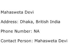 Mahasweta Devi Address Contact Number