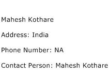 Mahesh Kothare Address Contact Number