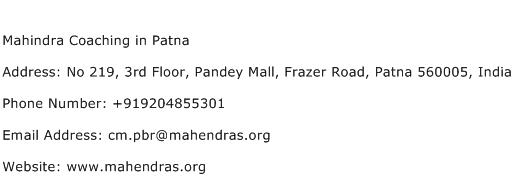Mahindra Coaching in Patna Address Contact Number