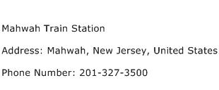 Mahwah Train Station Address Contact Number