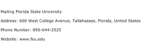 Mailing Florida State University Address Contact Number