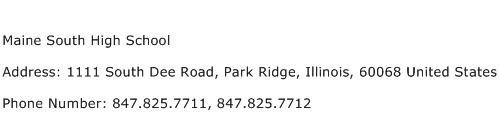 Maine South High School Address Contact Number