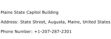 Maine State Capitol Building Address Contact Number