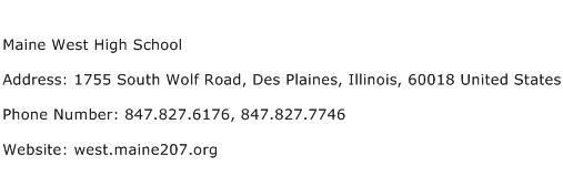 Maine West High School Address Contact Number