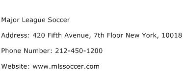 Major League Soccer Address Contact Number