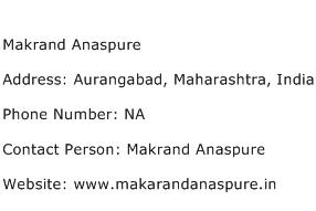 Makrand Anaspure Address Contact Number