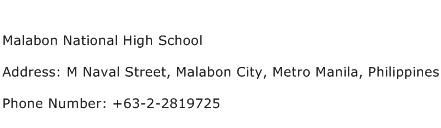 Malabon National High School Address Contact Number