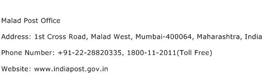 Malad Post Office Address Contact Number