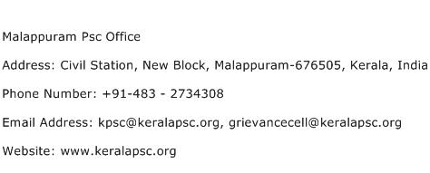 Malappuram Psc Office Address Contact Number