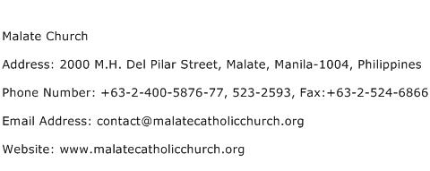 Malate Church Address Contact Number