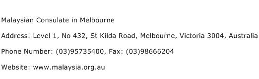 Malaysian Consulate in Melbourne Address Contact Number