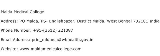 Malda Medical College Address Contact Number