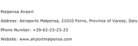 Malpensa Airport Address Contact Number