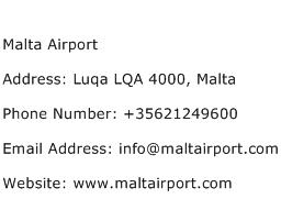 Malta Airport Address Contact Number