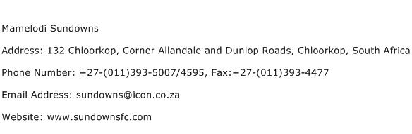 Mamelodi Sundowns Address Contact Number