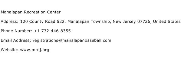 Manalapan Recreation Center Address Contact Number