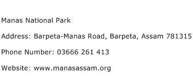Manas National Park Address Contact Number
