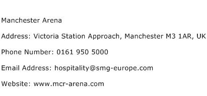 Manchester Arena Address Contact Number