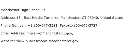 Manchester High School Ct Address Contact Number