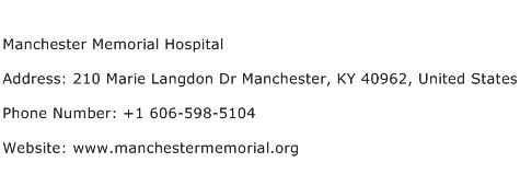 Manchester Memorial Hospital Address Contact Number