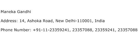 Maneka Gandhi Address Contact Number