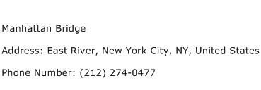 Manhattan Bridge Address Contact Number